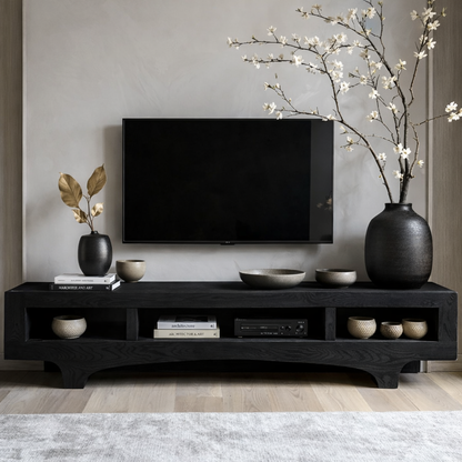 Solid Wood TV Stand with Drawers, Rustic-Modern Media Console Cabinet Centerpiece
