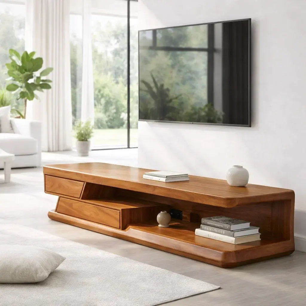 Solid Wood TV Cabinet Modern Low Profile Media Console Kitchnce