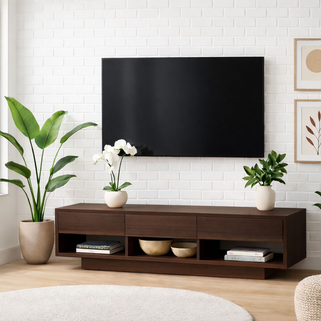 Mid Century Solid Wood TV Stand Modern Media Console Low Entertainment Center Cabinet Kitchnce