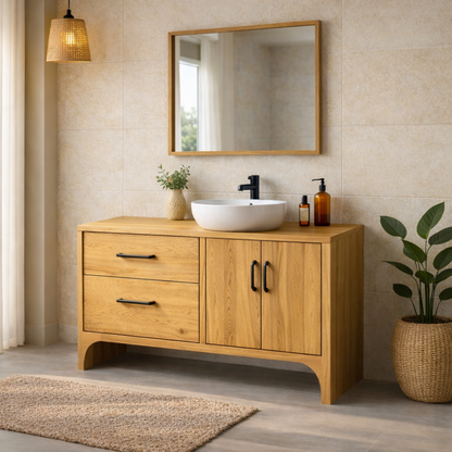 Solid Wood Bathroom Vanity Cabinet with Drawers and Doors – Modern Bathroom Storage