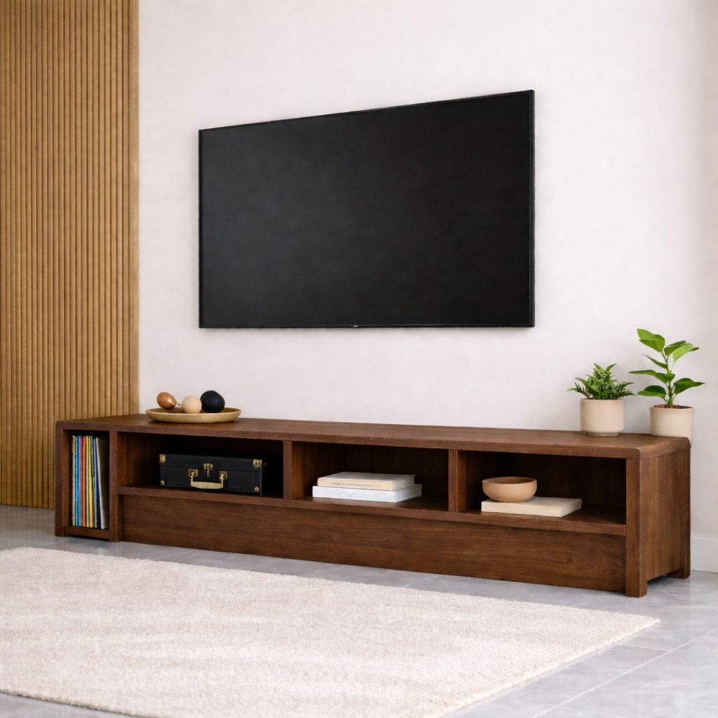 Mid Century Solid Wood TV Stand Long Low Profile Media Console Entertainment Unit Kitchnce