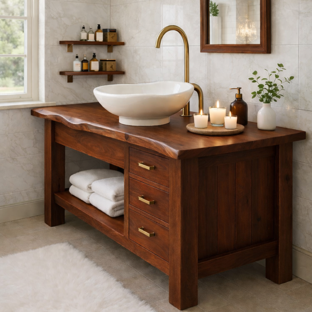 Rustic Wood Bathroom Vanity Cabinet With Drawers Open Shelf Bathroom Vanity Base Kitchnce