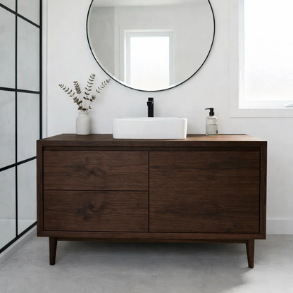 Solid Wood Bathroom Vanity with Drawers & Cabinet – Clean Minimal Design