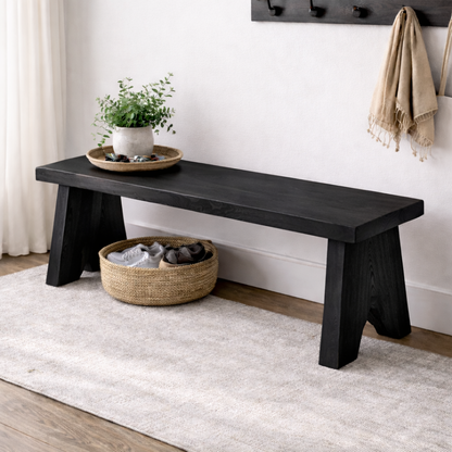Solid Wood Entryway Bench with Storage | Rustic Hallway Seating & Shoe Rack Kitchnce