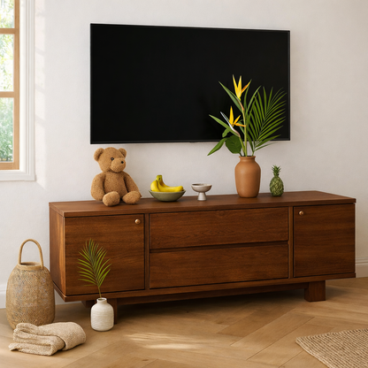 Modern Wood TV Stand With Drawers Long Media Console Low Profile Entertainment Center Kitchnce