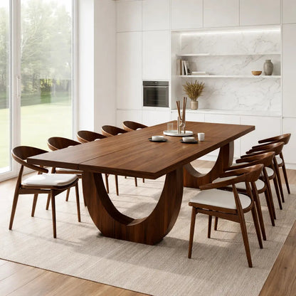 Modern Rectangular Dining Table Sculptural Base Large Dining Room Kitchen Table Kitchnce