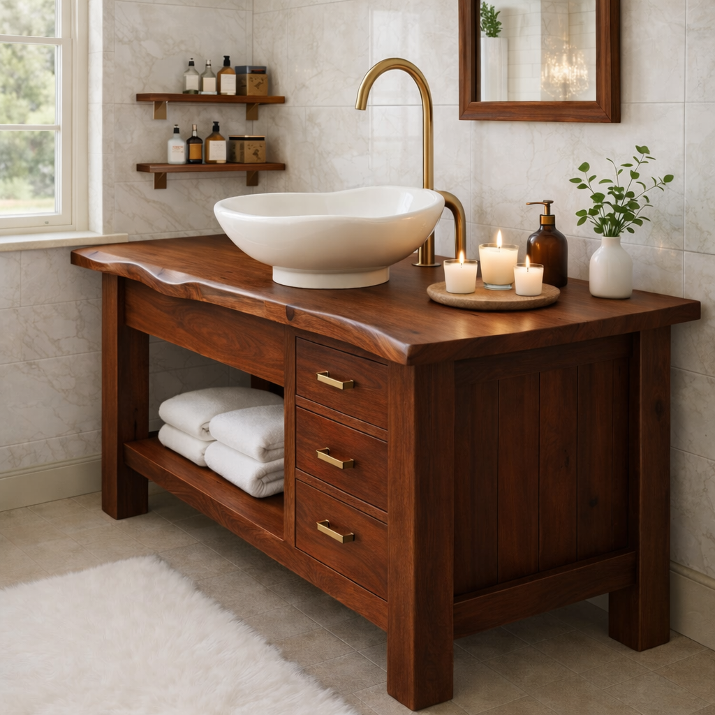Rustic Wood Bathroom Vanity Cabinet With Drawers Open Shelf Bathroom Vanity Base Kitchnce