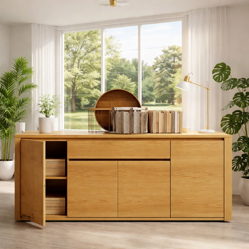 Large Sideboard Cabinet with Doors and Hidden Storage