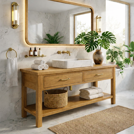 Luxury Wooden Bathroom Vanity - Modern Design with Sink Kitchnce