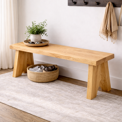 Solid Wood Entryway Bench with Storage | Rustic Hallway Seating & Shoe Rack Kitchnce