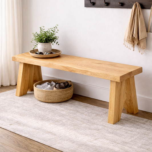 Solid Wood Entryway Bench with Storage | Rustic Hallway Seating & Shoe Rack Kitchnce