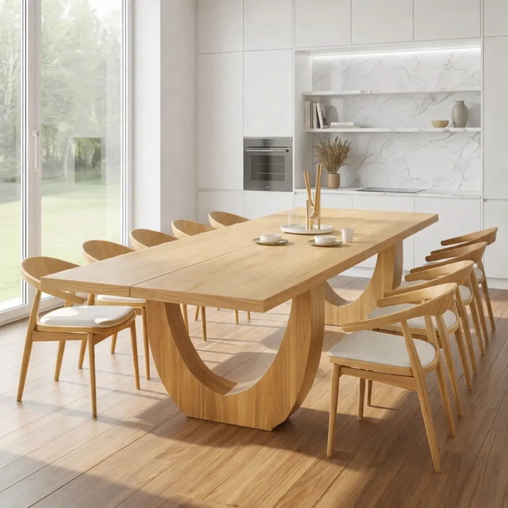 Modern Rectangular Dining Table Sculptural Base Large Dining Room Kitchen Table Kitchnce