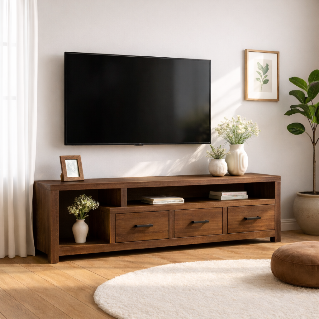 Modern Wood TV Stand With Drawers and Open Shelf Long Media Console Entertainment Center Kitchnce