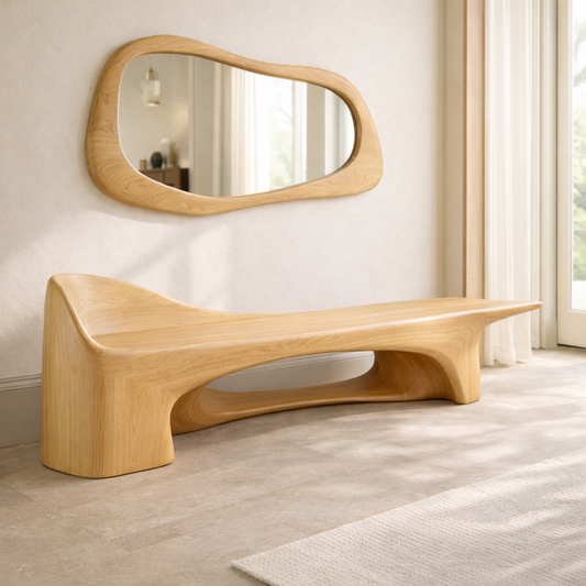 Sculptural Entryway Bench Modern Curved Hallway Seat Organic Statement Furniture
