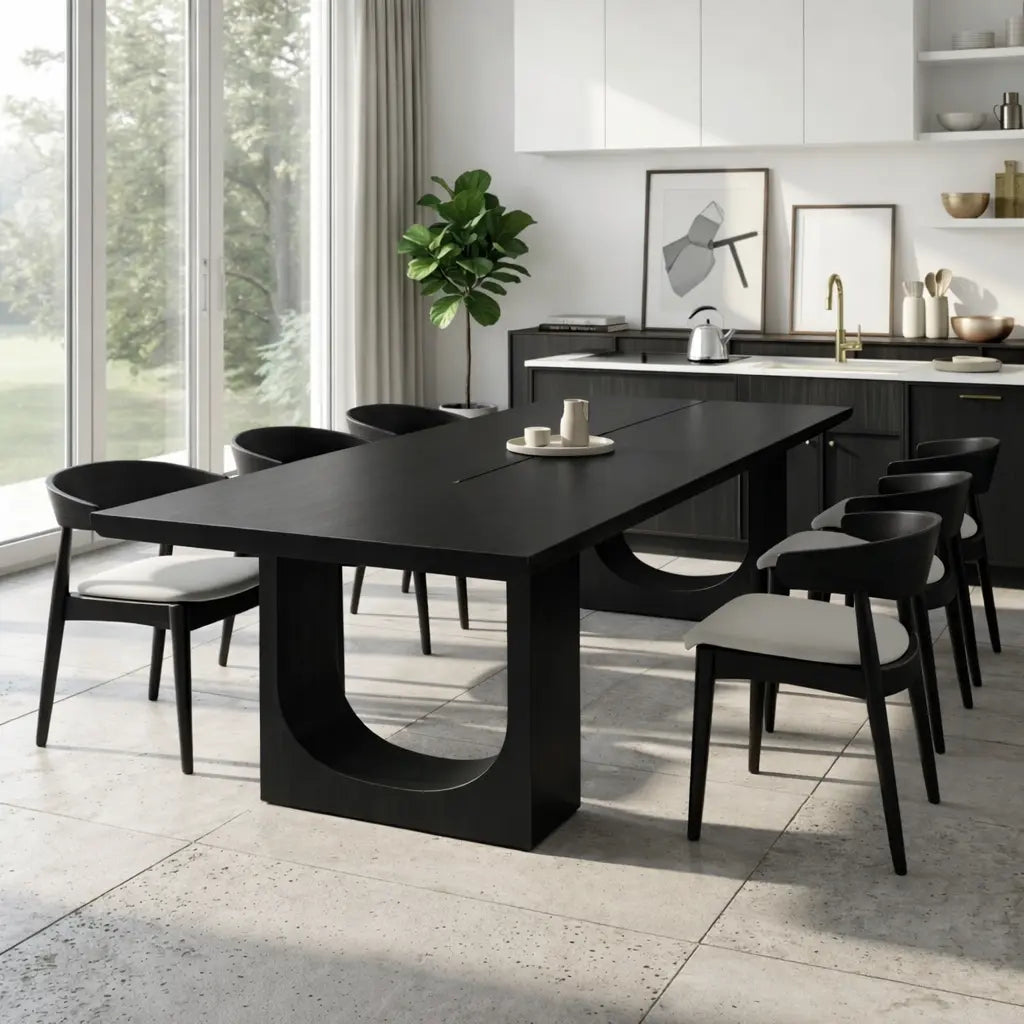Modern Rectangular Dining Table Sculptural Base Large Kitchen Dining Room Furniture Kitchnce