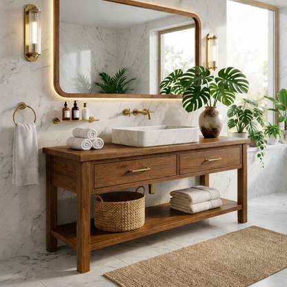 Luxury Wooden Bathroom Vanity - Modern Design with Sink Kitchnce