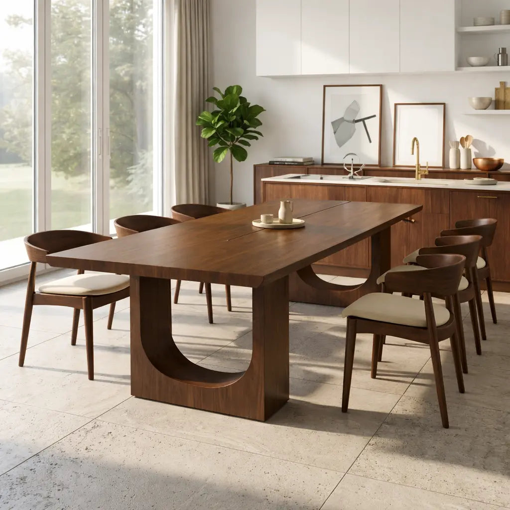 Modern Rectangular Dining Table Sculptural Base Large Kitchen Dining Room Furniture Kitchnce