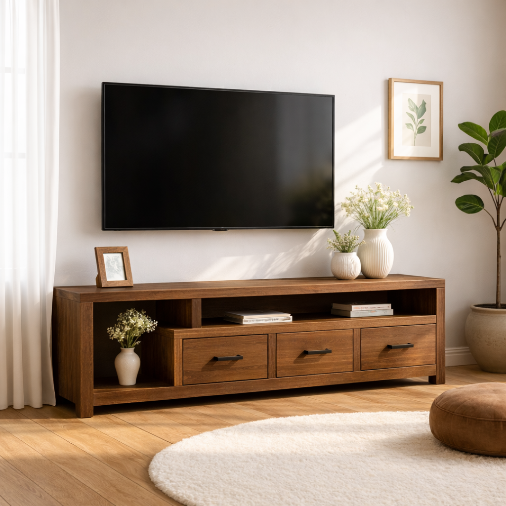 Modern Wood TV Stand With Drawers and Open Shelf Long Media Console Entertainment Center Kitchnce