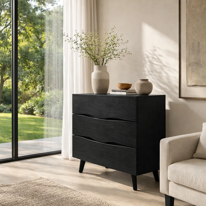 Live Edge Solid Wood Console Sideboard – Rustic Modern Walnut Storage Cabinet