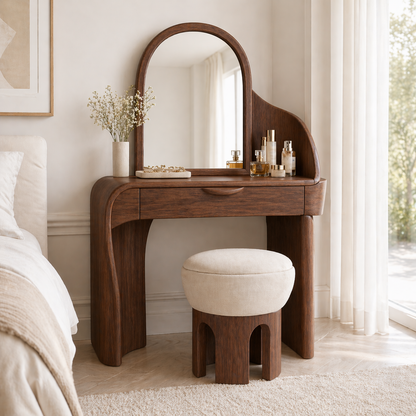 Minimalist Makeup Vanity Desk With Mirror Small Dressing Table Bedroom Space