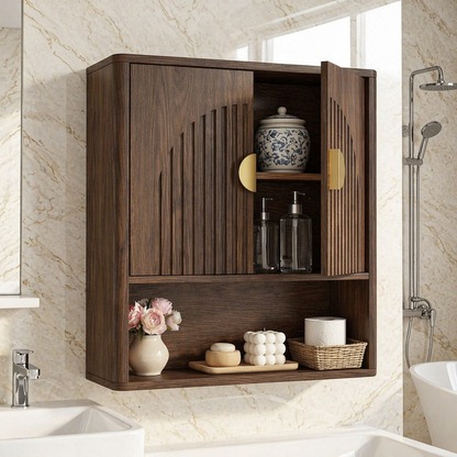 Floating Bathroom Cabinet, Modern Wall Mounted Vanity Storage Open Shelf Organizer