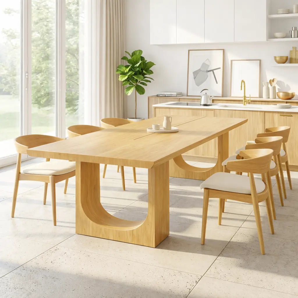 Modern Rectangular Dining Table Sculptural Base Large Kitchen Dining Room Furniture Kitchnce