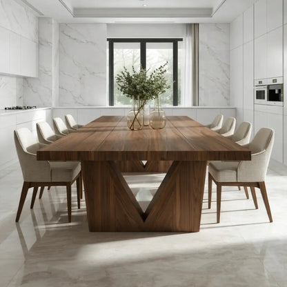 Modern Large Dining Table Sculptural V Base Rectangular Kitchen Dining Room Furniture Kitchnce