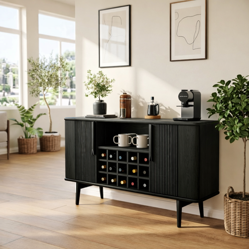 Modern Wine Cabinet Buffet with Bottle Storage and Sliding Door Bar Cabinet