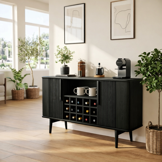 Modern Wine Cabinet Buffet with Bottle Storage and Sliding Door Bar Cabinet