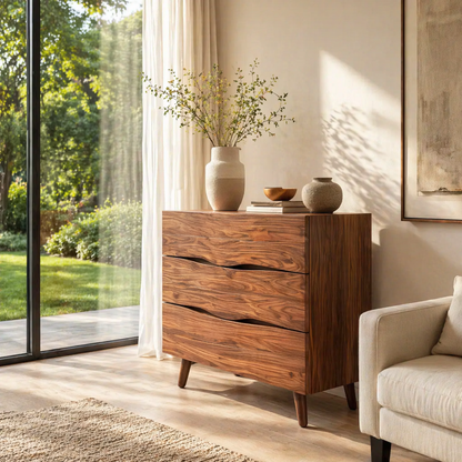 Live Edge Solid Wood Console Sideboard – Rustic Modern Walnut Storage Cabinet