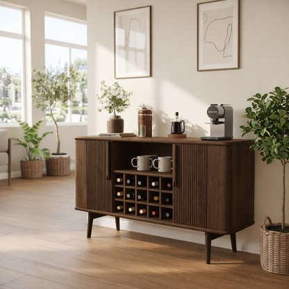 Modern Wine Cabinet Buffet with Bottle Storage and Sliding Door Bar Cabinet