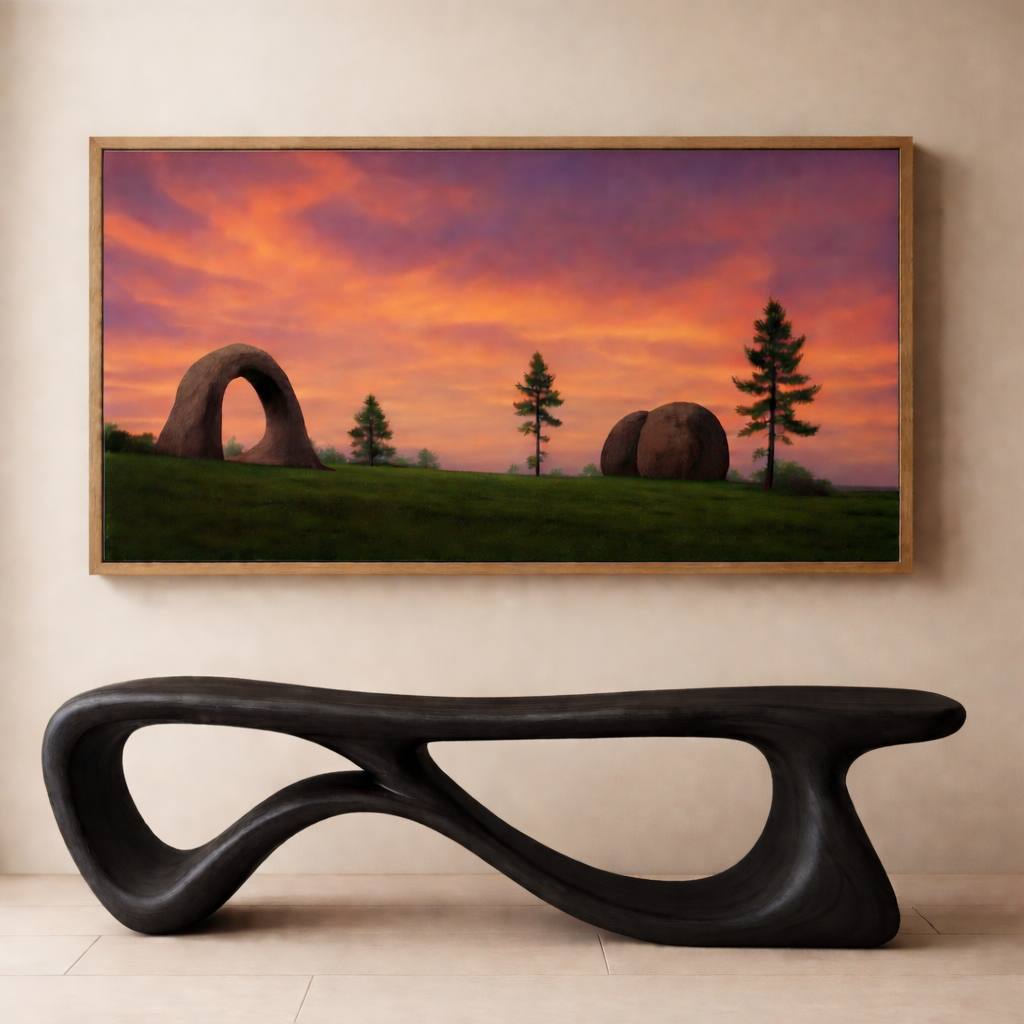 Sculptural Solid Wood Bench – Contemporary Organic Design Wooden Bench Kitchnce