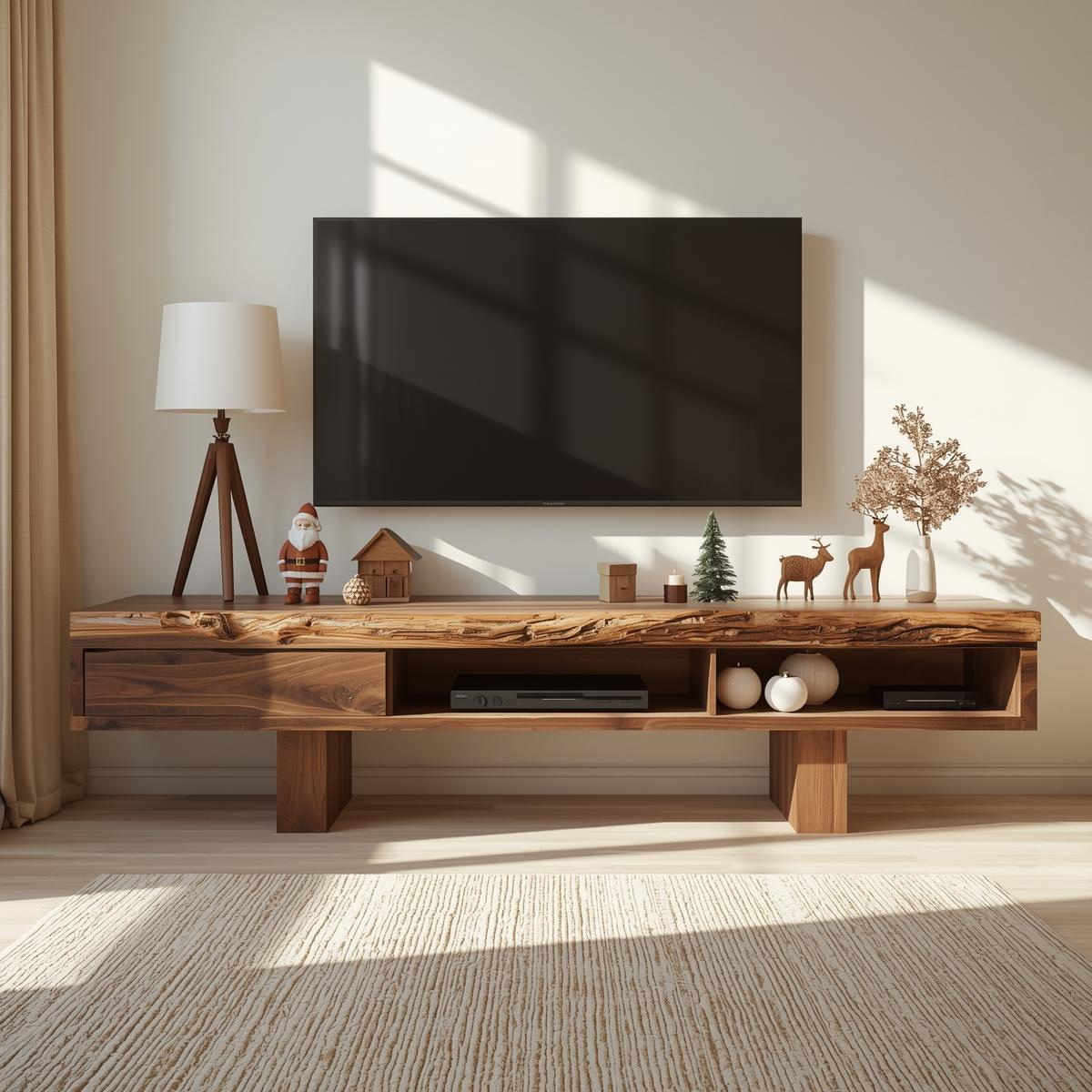 Live Edge Solid Wood TV Stand Modern Media Console Rustic Entertainment Center Storage Kitchnce
