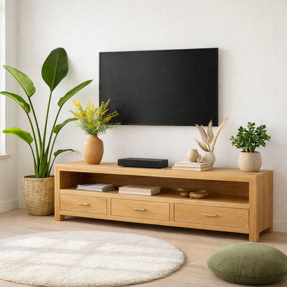 Mid Century Solid Wood TV Stand Modern Media Console Long Entertainment Center Cabinet Kitchnce