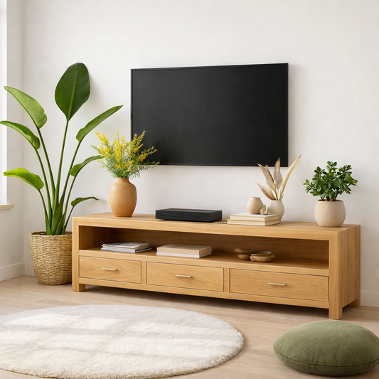 Mid Century Solid Wood TV Stand Modern Media Console Long Entertainment Center Cabinet Kitchnce