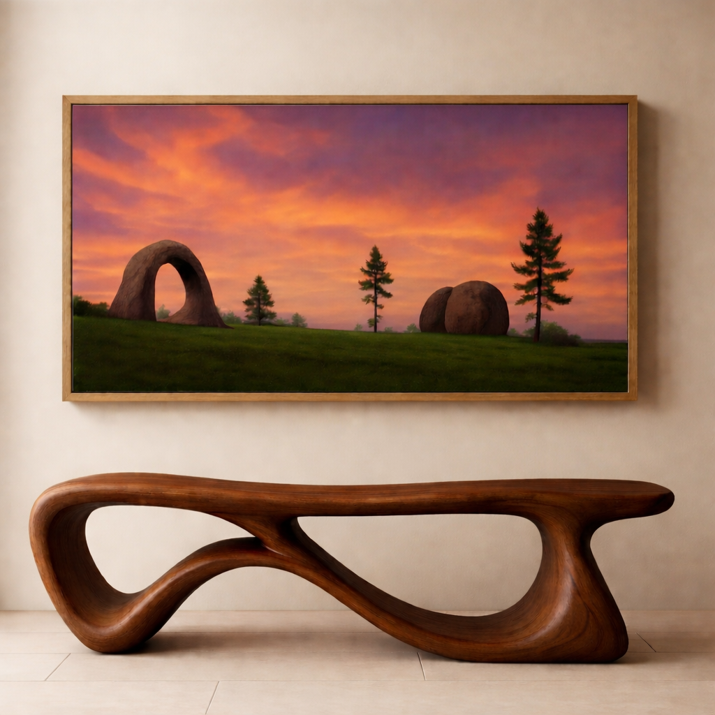 Sculptural Solid Wood Bench – Contemporary Organic Design Wooden Bench Kitchnce