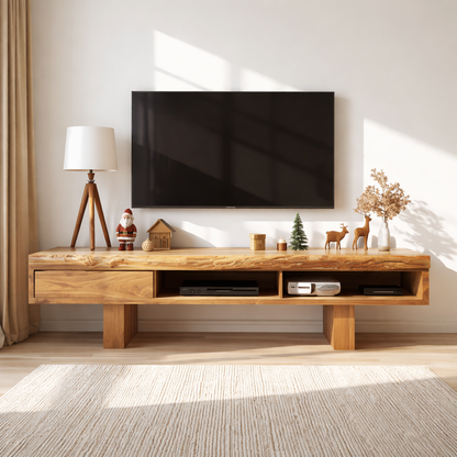Live Edge Solid Wood TV Stand Modern Media Console Rustic Entertainment Center Storage Kitchnce