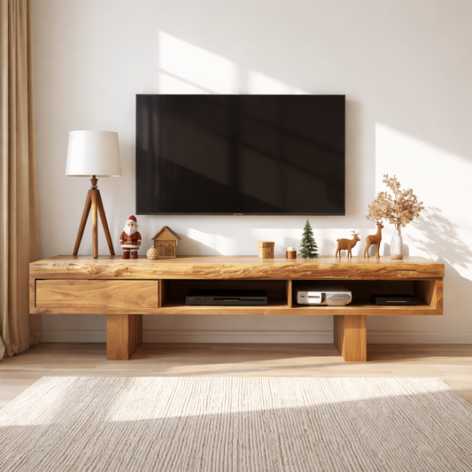 Live Edge Solid Wood TV Stand Modern Media Console Rustic Entertainment Center Storage Kitchnce