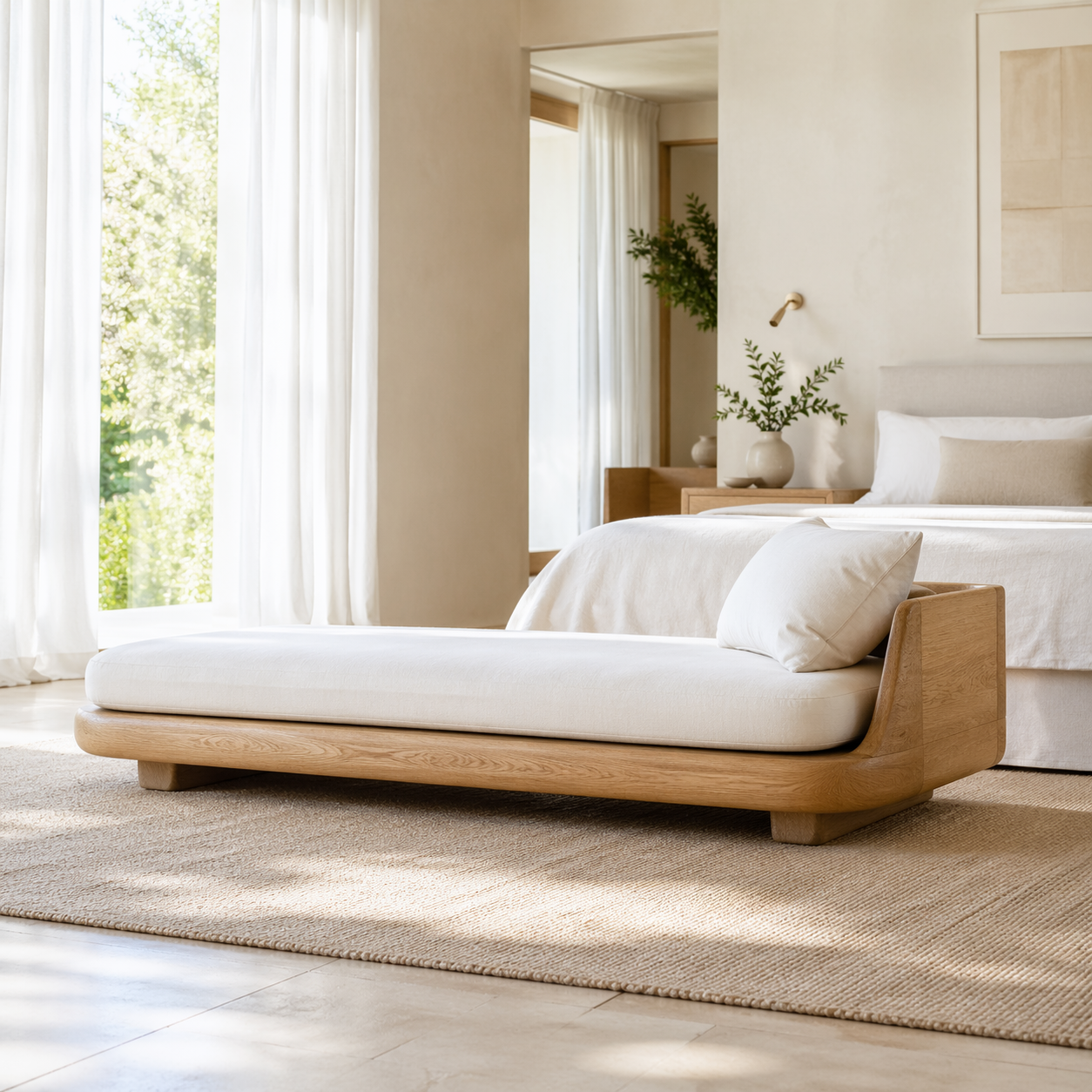 Modern Low Profile Daybed Sofa with Cushion for Bedroom Lounge Decor