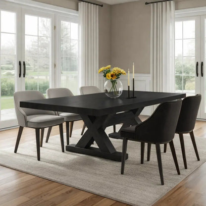 Modern Farmhouse Dining Table Rectangular X Base Kitchen Dining Room Furniture Kitchnce