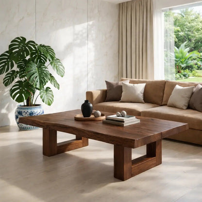 Natural Wood Coffee Table with Modern Design and Minimalist Aesthetic Kitchnce