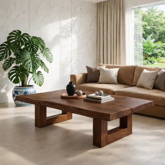 Natural Wood Coffee Table with Modern Design and Minimalist Aesthetic Kitchnce