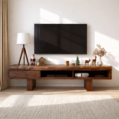 Live Edge Solid Wood TV Stand Modern Media Console Rustic Entertainment Center Storage Kitchnce