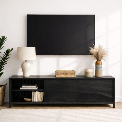 Modern Wood TV Stand With Cabinet and Open Shelf Long Media Console Entertainment Center Kitchnce