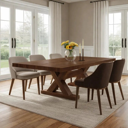 Modern Farmhouse Dining Table Rectangular X Base Kitchen Dining Room Furniture Kitchnce