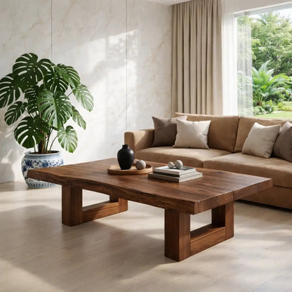 Natural Wood Coffee Table with Modern Design and Minimalist Aesthetic Kitchnce
