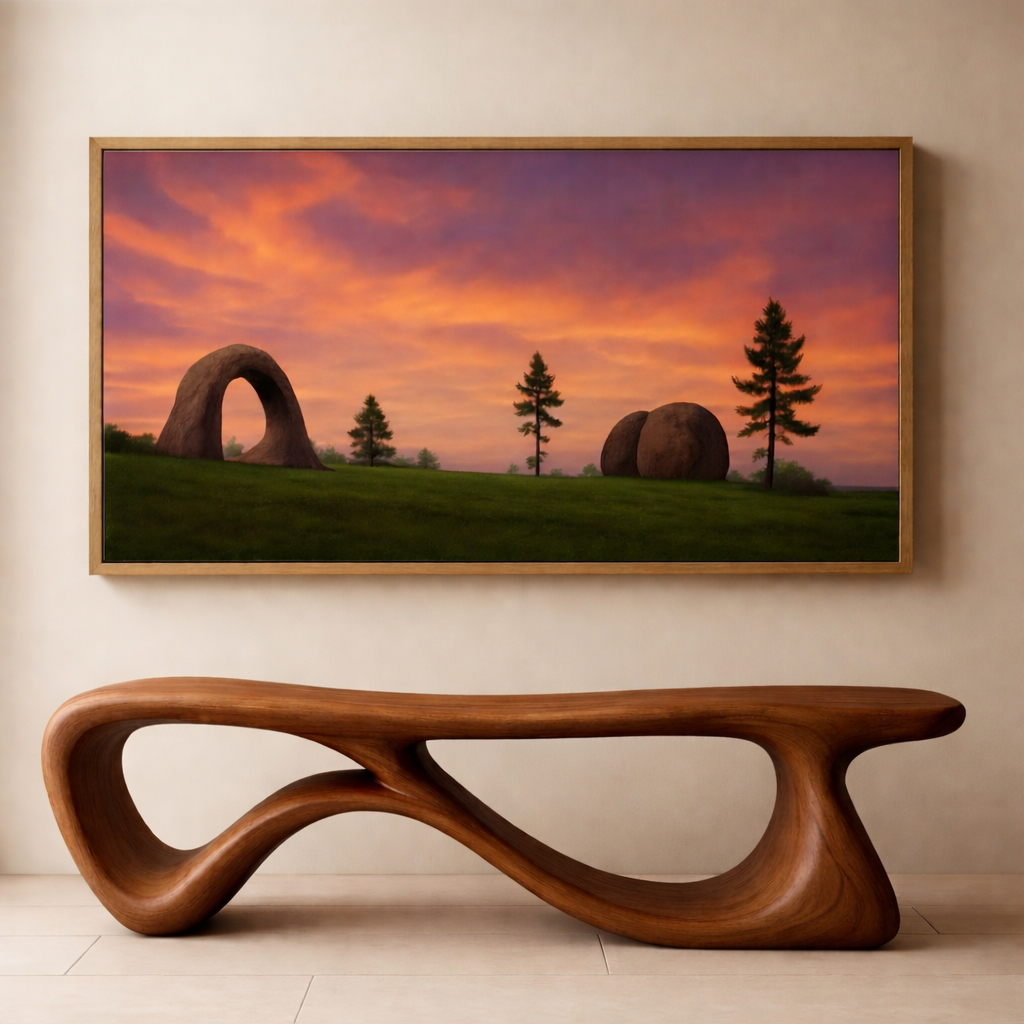 Sculptural Solid Wood Bench – Contemporary Organic Design Wooden Bench Kitchnce