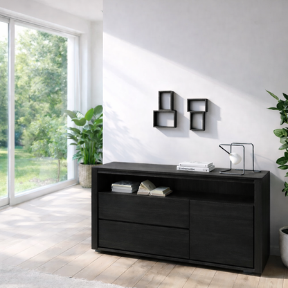 Modern Sideboard Cabinet with Drawers and Open Shelf