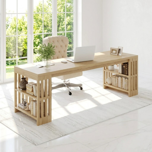 Modern Office Desk with Storage Shelves Large Writing Computer Desk Home Workspace