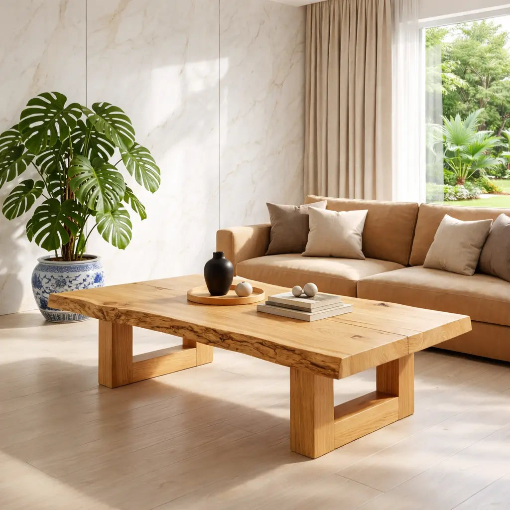 Natural Wood Coffee Table with Modern Design and Minimalist Aesthetic Kitchnce